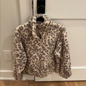 Z Supply Leopard Print Teddy Jacket - Cream and Brown
